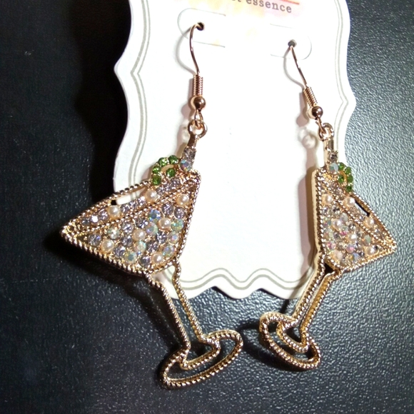 Cocktail Rhinestone Earrings - Picture 2 of 5